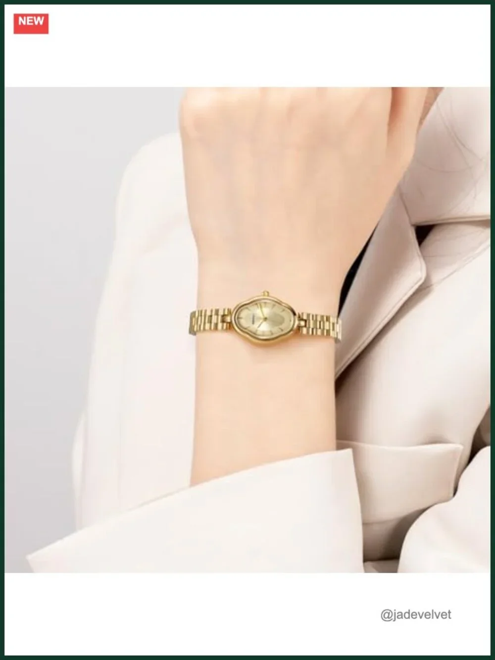 Women's Vintage Copper Mirrors Shape Quartz Wrist Watch Japanese Movement